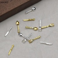 [woyao2] 10Pcs Mini Cute Tableware Nail Charm Metal Cartoon Nails Decoration Nail Art DIY Nails Acce