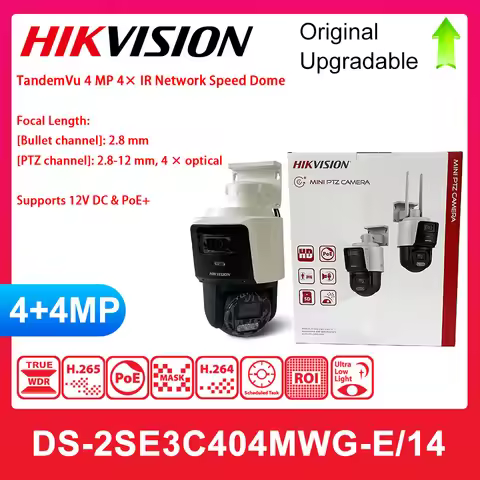 Hikvision DS-2SE3C404MWG-E/14 TandemVu 4 MP 4× IR Network Speed Dome Camera Hik-Connect POE Multi-La