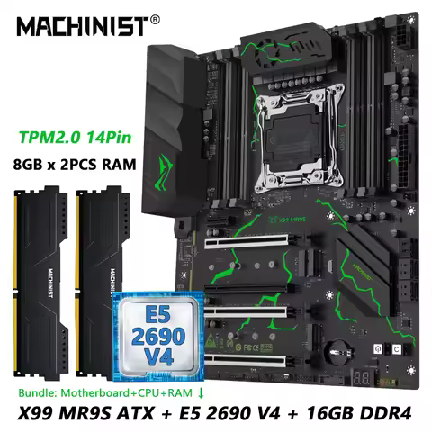 Материнская плата MACHINIST X99 MR9S, комбинированная, LGA 2011-3 Intel Xeon E5 2690 V4 и DDR4 (2X8)