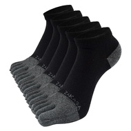 Mens Ankle Toe Socks Athletic Running Five Finger Cotton Crew Socks Breathable Mesh Top - Size 8-12