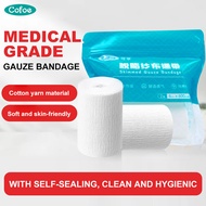 Cofoe 2 Roll 600cm Medical Cotton Gauze Bandage Roll Elastic Defatting Crepe Dressing Bandages for W
