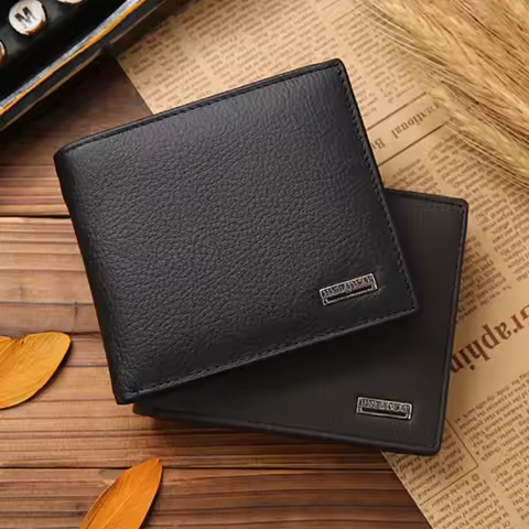 Genuine Leather Men's Wallet Premium Product Real Cowhide Leather Wallet Horizontal Square Men's Sho