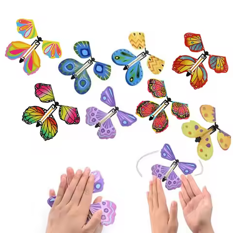 1/3/5/10pcs Magic Flying Butterfly Wind Up Butterfly Fairy Flying Toys Rubber Band Powered Bookmark 