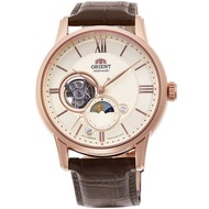 Authentic Orient Sun and Moon Open Heart Dial RA-AS0009S10B RA-AS0009S Leather Strap Mechanical Watch