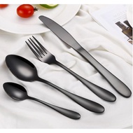 4PCS Set Sudu Garfu Tebal 4pcs Cutlery Set Sudu Garfu Hitam Set Sudu Garfu Gold Spoon Fork Set Set S