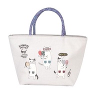 Kusuguru Japan 日本眼鏡貓 保溫保冷拉鍊鋁箔午餐袋 內有隔袋-灰