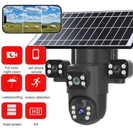 B6T Triplel Lens Outdoor Security Camera Wide Angle Solar Power 4G Wifi 360° Night Vision Voice Inte