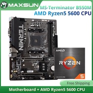 1 MAXSUN New Terminator B550M With Ryzen 5 5600 CPU Game Motherboard Set AM4 HDMI DDR4 Memory Xmp3800mhz M.2 SSD For Desktop PC