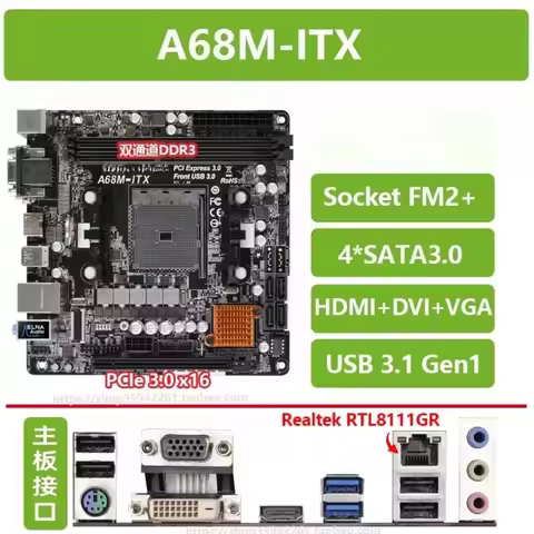 Used For ASRock A88M-ITX/AC R2.0 FM2A88X-ITX + FM2 + Mini ITX main board NAS 6 sata (store code: 084