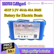 32700 Lifepo4 Battery Pack 4S1P 3.2V 48Ah with 40A BMS for Electric Boats Drones Toy Cars Etc Uninte