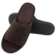 Men Memory Foam Slippers Indoor Floor Slippers Non-Slip Soft Home Slides Adjustable Hook and Loop Sl