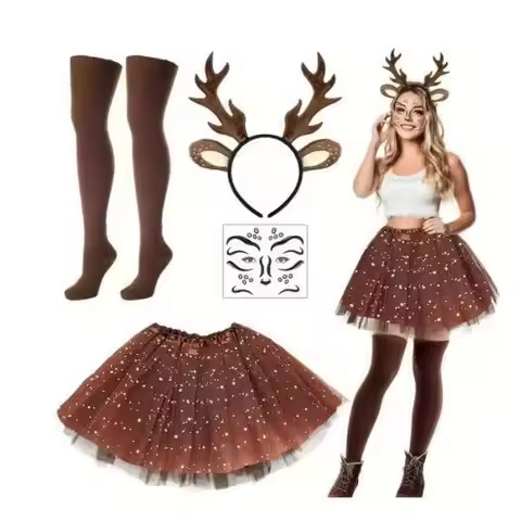 Christmas Women Costume Halloween Reindeer Antler Headband Elegant Deer Outfit