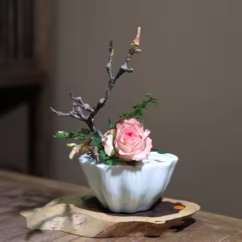 Japanese Style Ikebana Holder Ceramic Lotus Seedpod Shape Flower Arrangement Vase Tea Table Zen Uten