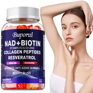 NAD+, Resveratrol & Biotin Anti-Aging Gummy - Hair, Skin, Nails & Joint Supplement - Collagen Peptid
