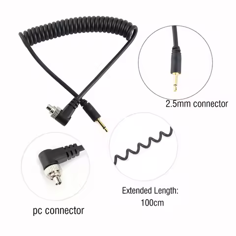Flash Sync Cable Flash PC Sync Cable 2.5mm to Male Flash PC Sync Cable Cord with Screw Lock Extended