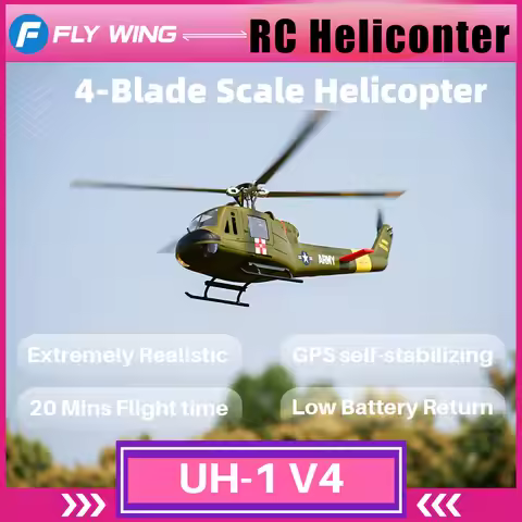 FLYWING UH1 V4 Four blades rc helicopter with H1 GPS and Brushless motor 6CH 450L Large scale aircra