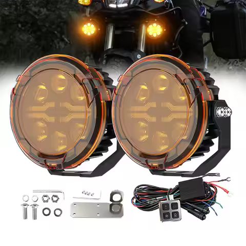 4.5inch Dual Color LED Motorcycle Auxiliary Light With Dimmable Switch Spotlight Fog Lamp For BMW R 