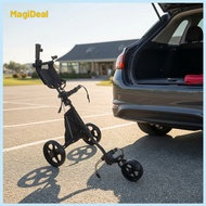 MagiDeal Compact Foldable Golf Push Cart Lightweight 3-Wheel Golf Push Cart Ergonomic Trunk-Friendly