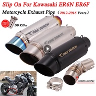 Slip On For Kawasaki ER6N ER6F ER 6N 6F 2012 - 2016 Motorcycle Exhaust Muffler Escape Motorbike Midd