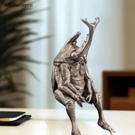 （GOOD) Antique Brass Realistic Beetle Sculpture Dual Horned Beetle Figurine With Intricate Detailing