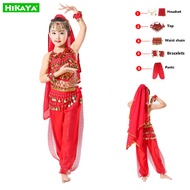 HIKAYA Girls Belly Dance Costume Kids Indian Dance Dress Girls Belly Dance Performance Outfit Full Set
