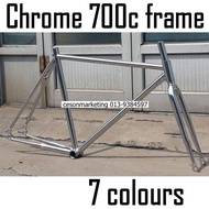 chrome 700c road Fixie bike steel frame front fork plated chrome-molybdenum Single Speed Bicycle Frameset Shelf Gear