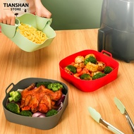 Tianshan Air Fryers Liner Heat Resistant Reusable Easy to Clean Food Grade Square Silicone Double Handles Oven Baking Tray Kitchen Accessories