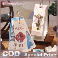 thewoodfamer 2026 Desk Calendar With Gold Ring Binding 365 Days Vintage Oil Painting Inspirational Q