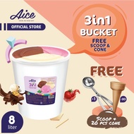 AICE 3 in 1 Bucket Ice Cream Es Krim Ember 8L Free Scoop Cone Murah