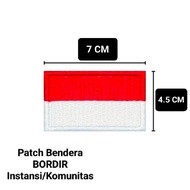 MERAH Red and White Flag Embroidered Patch Badge Emblem 3x5 School Children's/ 7x4.5 Cm Community Ag