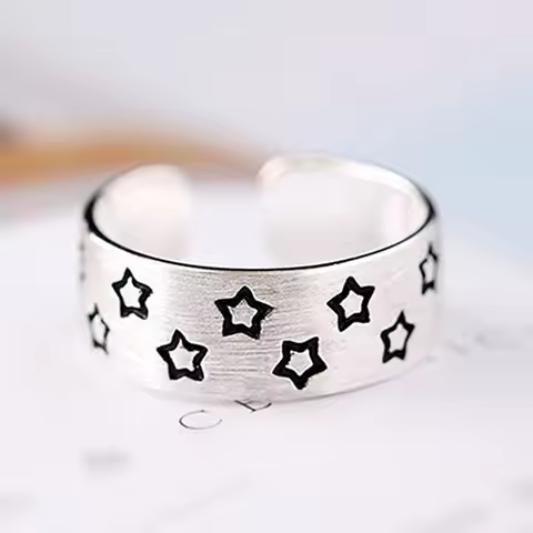 925 Sterling Silver Jewelry Personality Popular New Fashion Burst Star Pattern Accessories Female Op