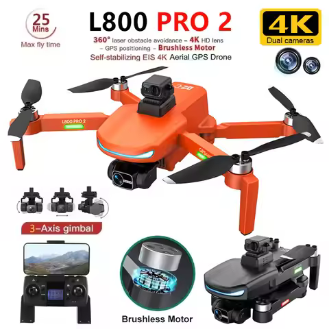 L800 PRO 2 GPS Drone 4K Professional 3-Axis PTZ HD Dual Camera 360°Obstacle Avoidance Brushless Moto
