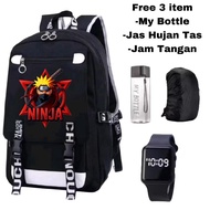Anime ninja backpack - Cool ninja school bag - Ninja character school bag - Black anime backpack - N