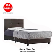 [Pre Order ] Moris Single Faux Leather Divan Bed With Add-On Mattress Available (Free Delivery and Installation)