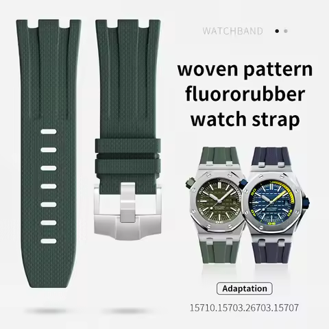 28mm Braided Texture FKM Fluororubber Watchband For Audemars Piguet Strap For AP Royal Oak Offshore 