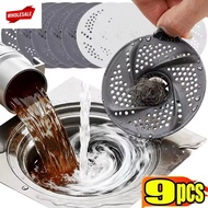 (BC)3-9Pcs Universal Anti-Clogging Filter - For Kitchen Bathro - Hair Catcher with Drain Holes - Rot
