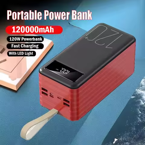 Portable 120000mAh High Capacity Power Bank 120W Super Fast Charging Powerbank Charger External Batt