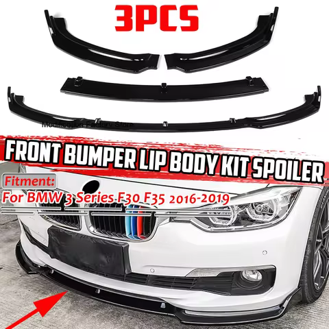 GLOSSY BLACK FRONT BUMPER LIP For BMW 3 Series F30 F35 2016 2017 2018 2019 LOWER FRONT SPLITTER SPOI