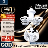 【FAN & LIGHT SOLAR】Kipas Angin Solar Lipat 2-in-1 | Bateri Tahan 10 Jam | Untuk Camping, Gerai & Kec