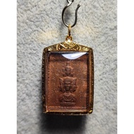 【818泰国佛牌】AC Khunpan 2530 Jatukam Stamp - 1st Batch (Samakom) 阿赞坤潘 邮票泽度金 (第一期) (手工拉胡头80金壳) 萨马空验证卡 SP-