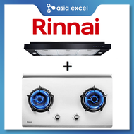 RINNAI RH-S329-PBR 90CM SLIMLINE HOOD WITH TOUCH CONTROL + RINNAI RB-72S 2 BURNER HYPER FLAME STAINLESS STEEL BUILT-IN HOB