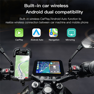 CJ7F 5 นิ้วรถจักรยานยนต์จอแสดงผล Carplay ไร้สาย Android นำทางแบบพกพา Gps หน้าจอ Dual Camera ความดันย