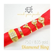 750 / 835 gold Diamond Ring for Men or Ladies MindYourJewels