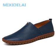 MIXIDELAI รองเท้าหนังวัวแท้สำหรับผู้ชาย,รองเท้าแฟชั่นรองเท้าหนังนิ่มลื่นบนชายสีฟ้ารองเท้าโบ้ทชูส์รองเท้าหนังแฮนด์เมดพลัสไซส์38 ~ 48
