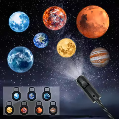 1 lamp + 7 planet projections can be replaced. Creative atmosphere night light for room ceiling