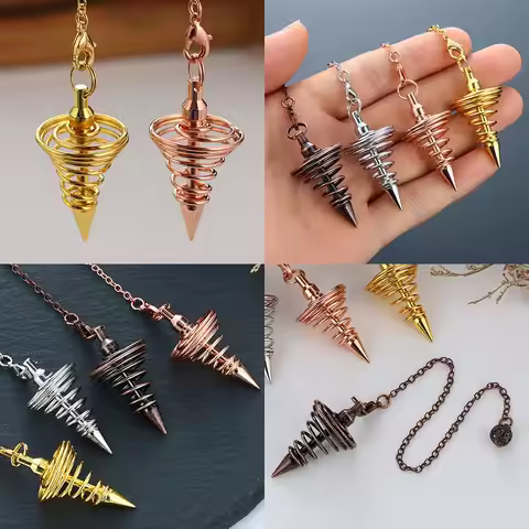 Gift Chain Spiral Cone Pattern Gold Silver Antique Copper Rose Gold Amulet Reiki Pendulum Healing Py