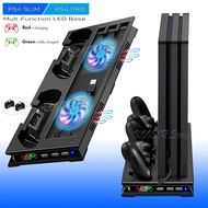 【Booming】 Ps4 Pro Game Console Vertical Cooling Fan Stand 2 Gamepad Led Charging Station 3 Hub For Ps 4 Accessories