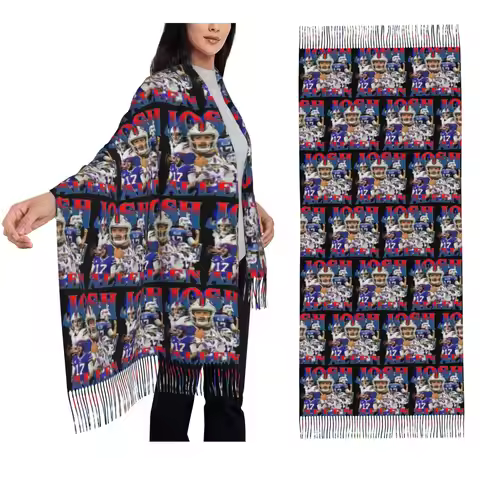 Josh Allen Buffalo Bills Duff's Chicken Wings Scarf Tassel Scarves Women Soft Warm Shawls and Wraps 