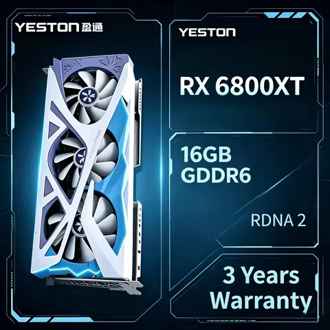 GPU AMD New Yeston GeForce RX 6800 XT GPU 16G GDDR6 FSR3.1 Graphics Card Gaming Office AI Desktop Co