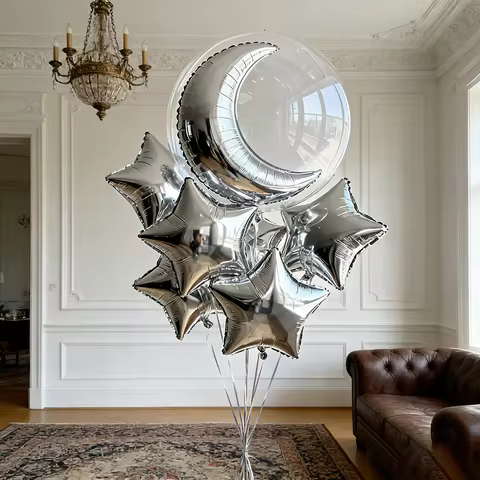 9pcs Transparent Wave Balloons Silver Moon Balloons Suitable For Valentine's Day Weddings Birthdays 